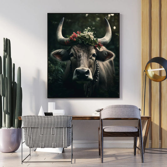 Schwarzwald Kuh auf Leinwand Gemälde